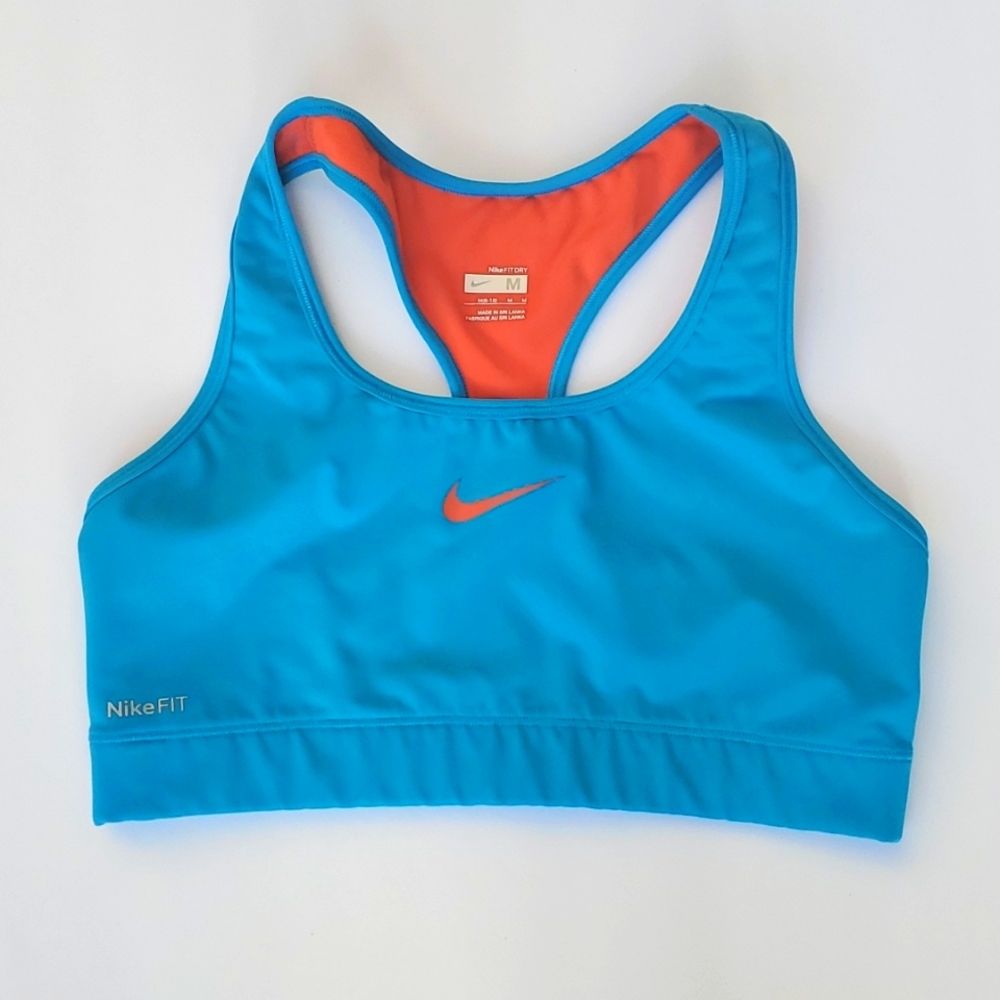 NIKE PRO FIT DRY Sports Bra Turquoise Orange Size M Excellent Like New!